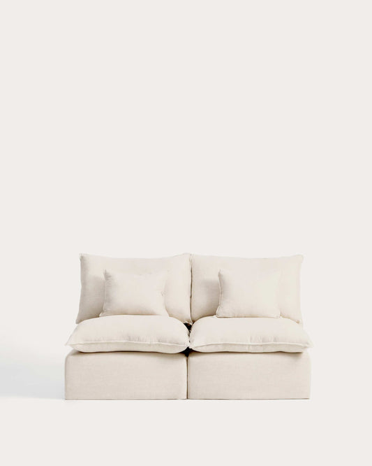 Divano modulare sfoderabile Anarela 2 posti in lino e viscosa beige 180 cm FSC Mix Credit