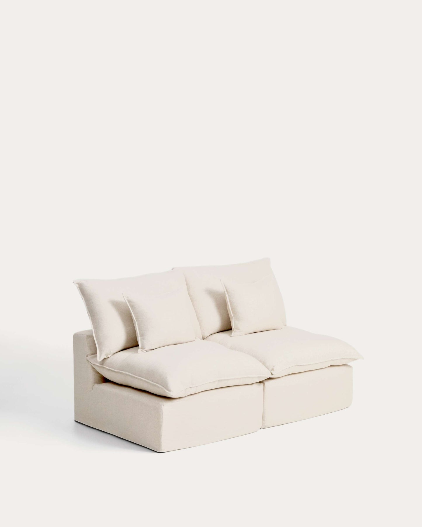 Divano modulare sfoderabile Anarela 2 posti in lino e viscosa beige 180 cm FSC Mix Credit