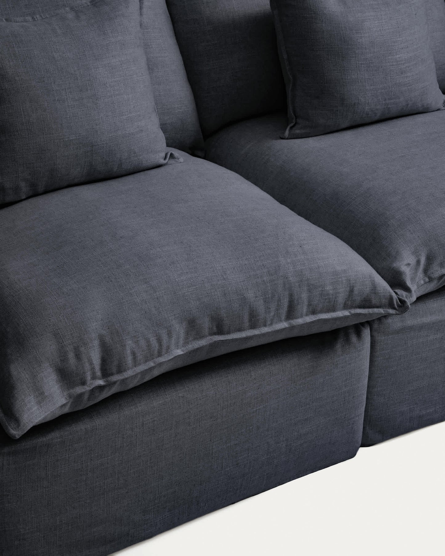 Divano modulare sfoderabile Anarela 2 posti in lino e viscosa grigio scuro 180 cm FSC Mix Credit