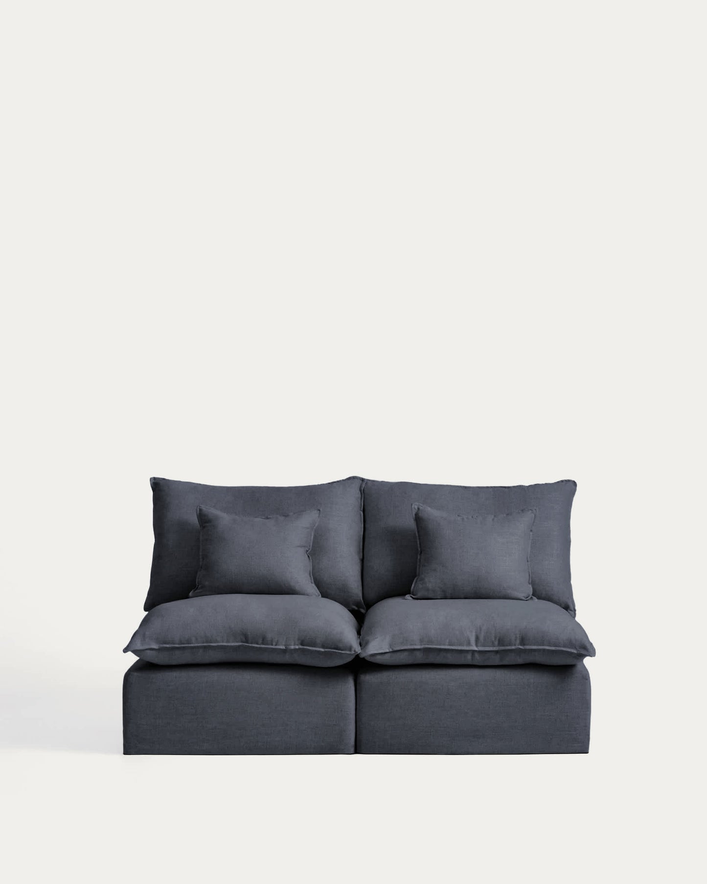 Divano modulare sfoderabile Anarela 2 posti in lino e viscosa grigio scuro 180 cm FSC Mix Credit