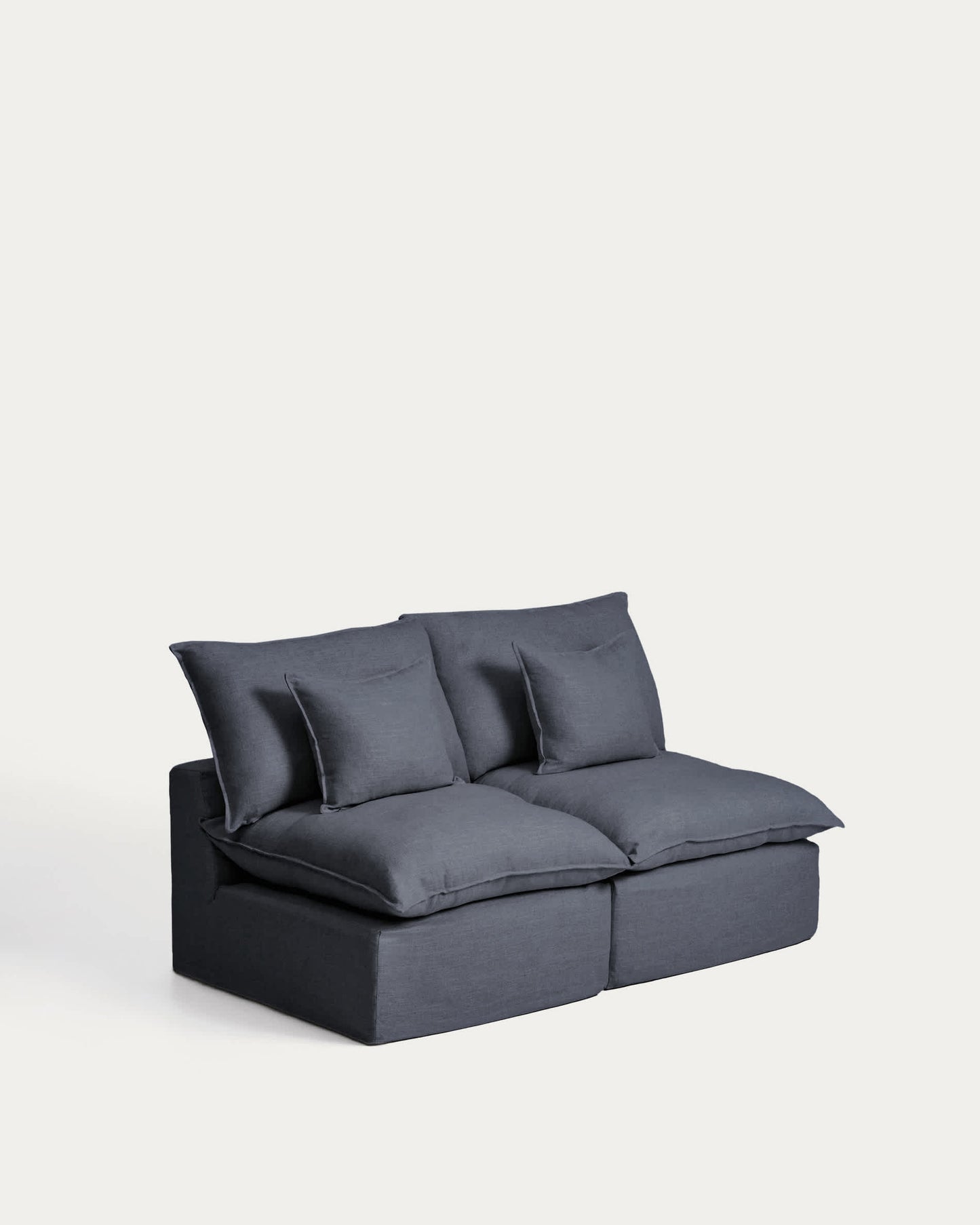 Divano modulare sfoderabile Anarela 2 posti in lino e viscosa grigio scuro 180 cm FSC Mix Credit
