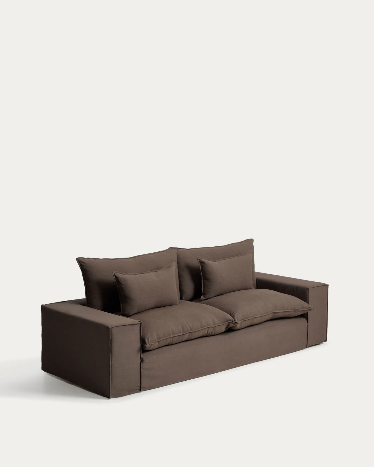 Divano sfoderabile Anarela 3 posti in 100% lino tortora 280 cm FSC Mix Credit