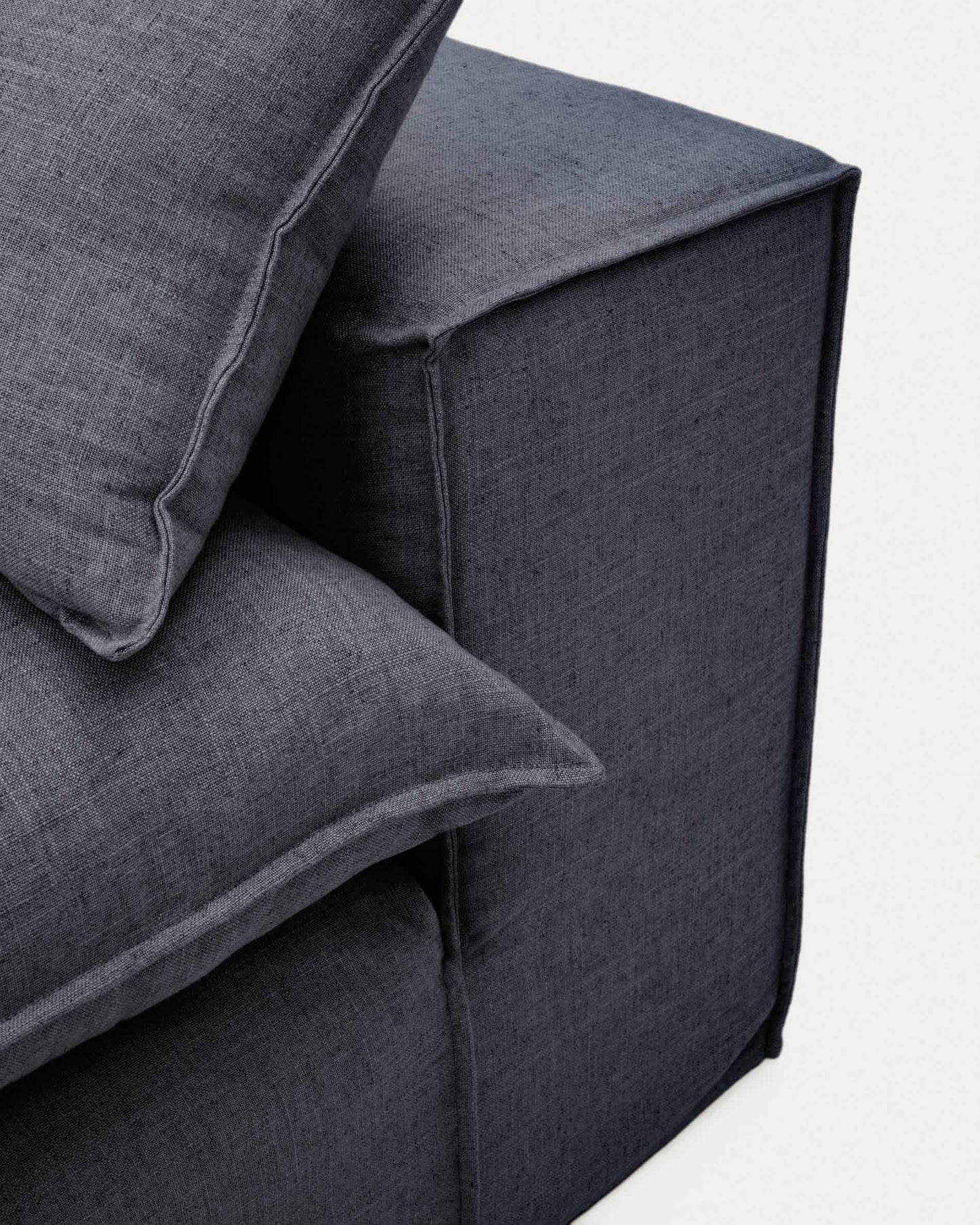 Divano sfoderabile Anarela 3 posti in lino e viscosa grigio scuro 280 cm FSC Mix Credit