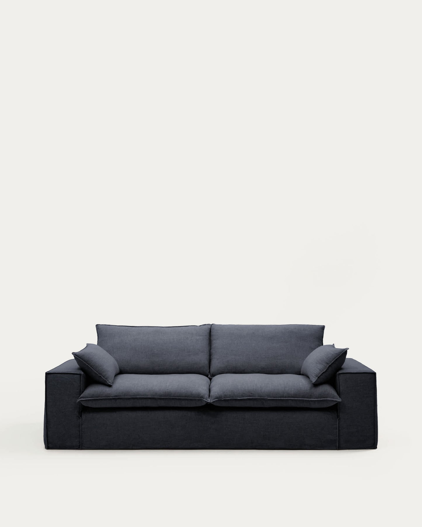 Divano sfoderabile Anarela 3 posti in lino e viscosa grigio scuro 280 cm FSC Mix Credit