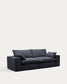 Divano sfoderabile Anarela 3 posti in lino e viscosa grigio scuro 280 cm FSC Mix Credit