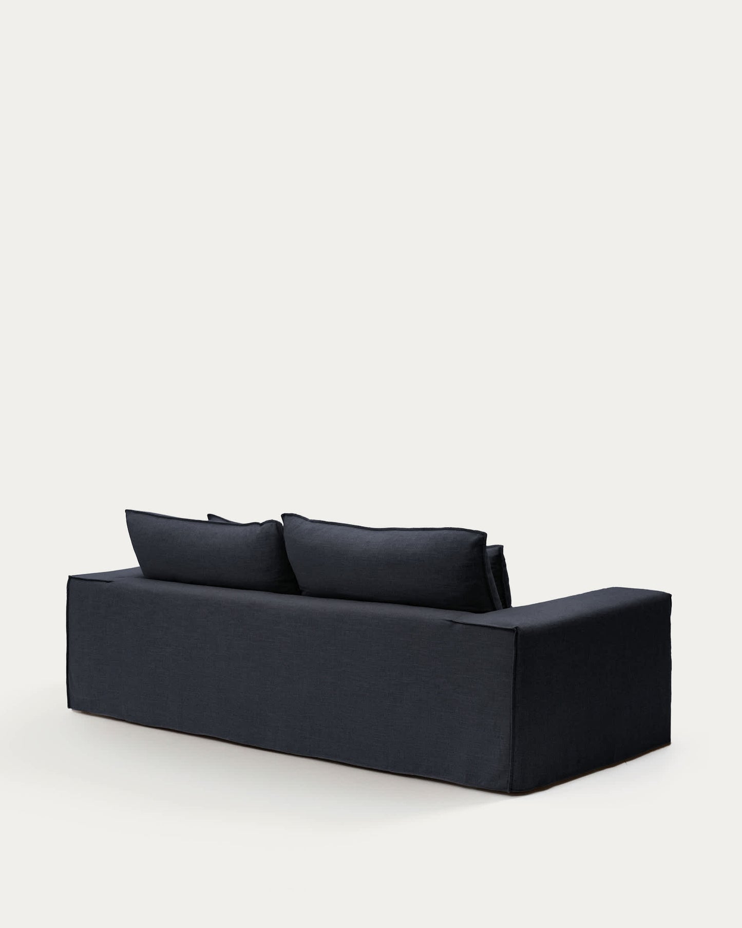 Divano sfoderabile Anarela 3 posti in lino e viscosa grigio scuro 280 cm FSC Mix Credit