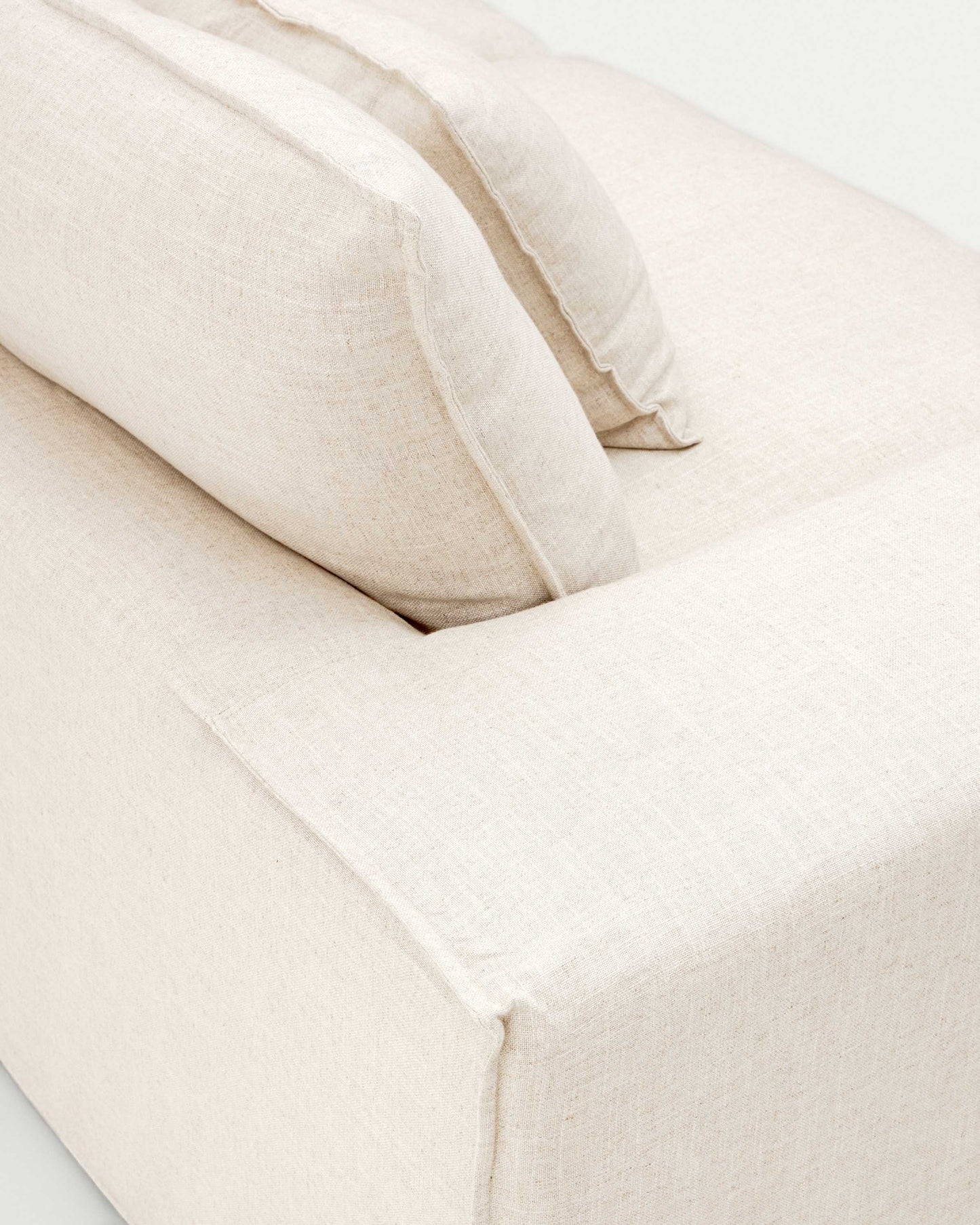 Divano sfoderabile Anarela 3 posti con cuscini di lino beige 280 cm