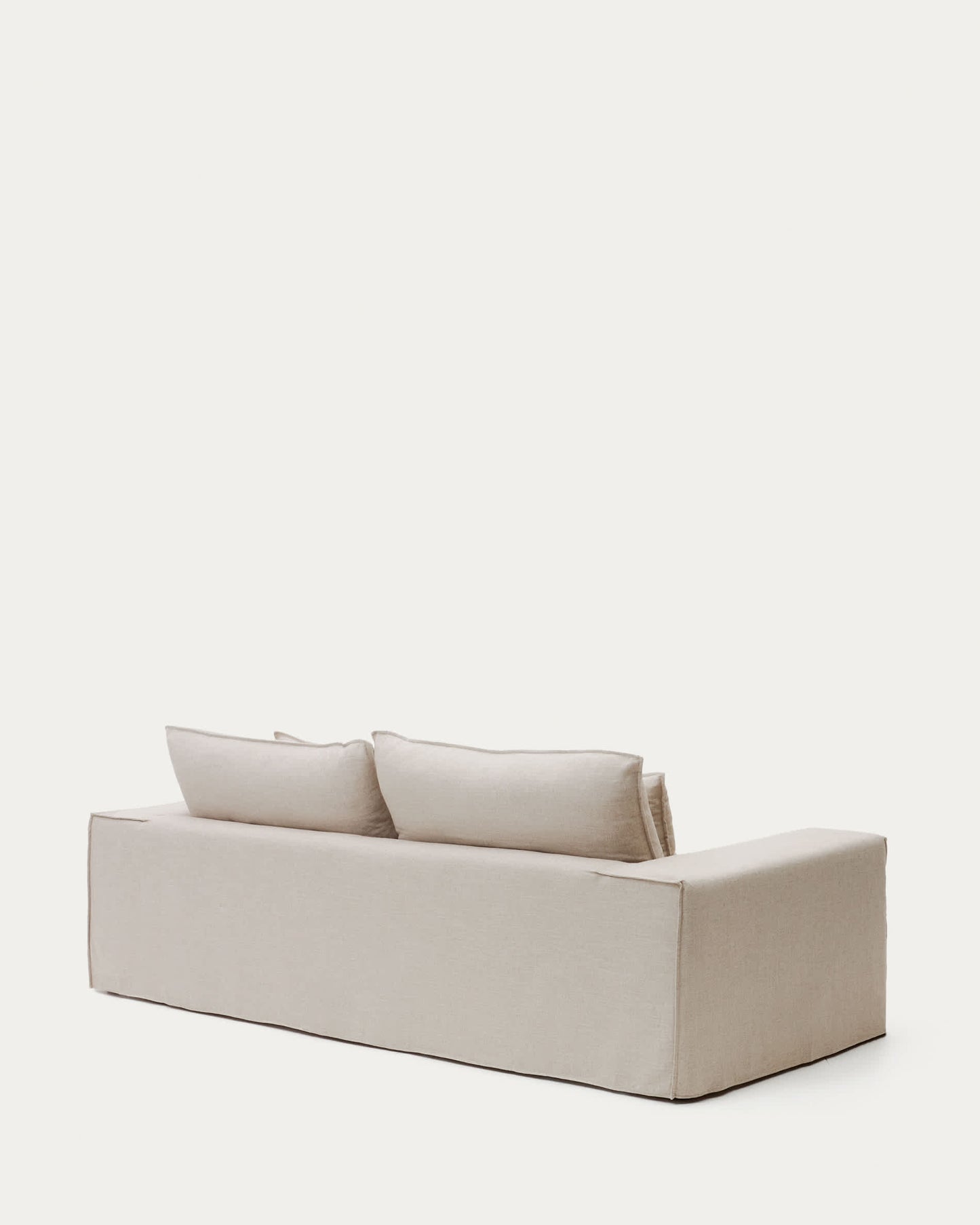 Divano sfoderabile Anarela 3 posti con cuscini di lino beige 280 cm