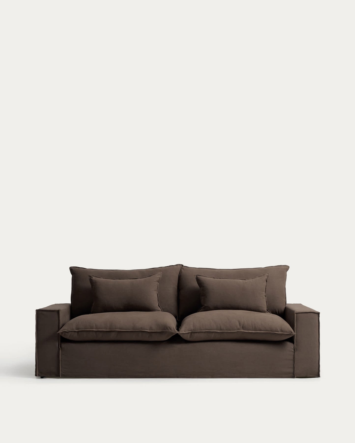 Divano sfoderabile Anarela 3 posti in 100% lino tortora 260 cm FSC Mix Credit