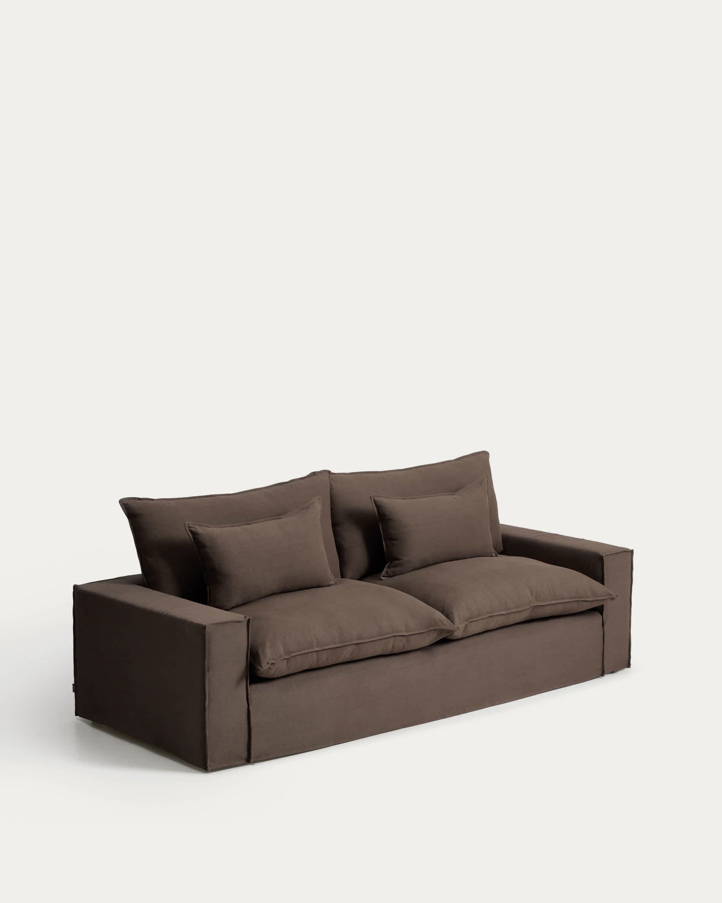 Divano sfoderabile Anarela 3 posti in 100% lino tortora 260 cm FSC Mix Credit