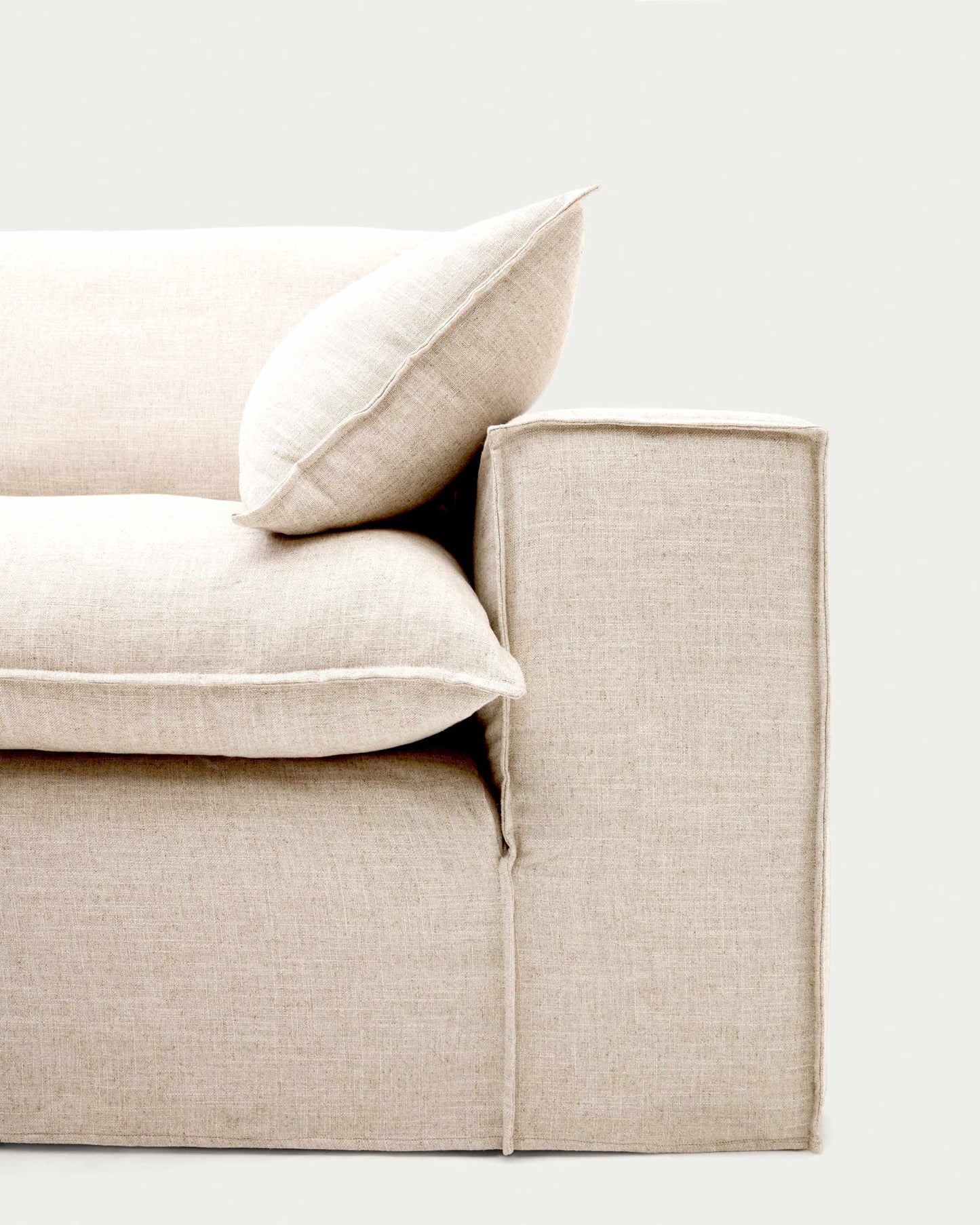 Divano sfoderabile Anarela 3 posti in lino e viscosa beige 260 cm FSC Mix Credit