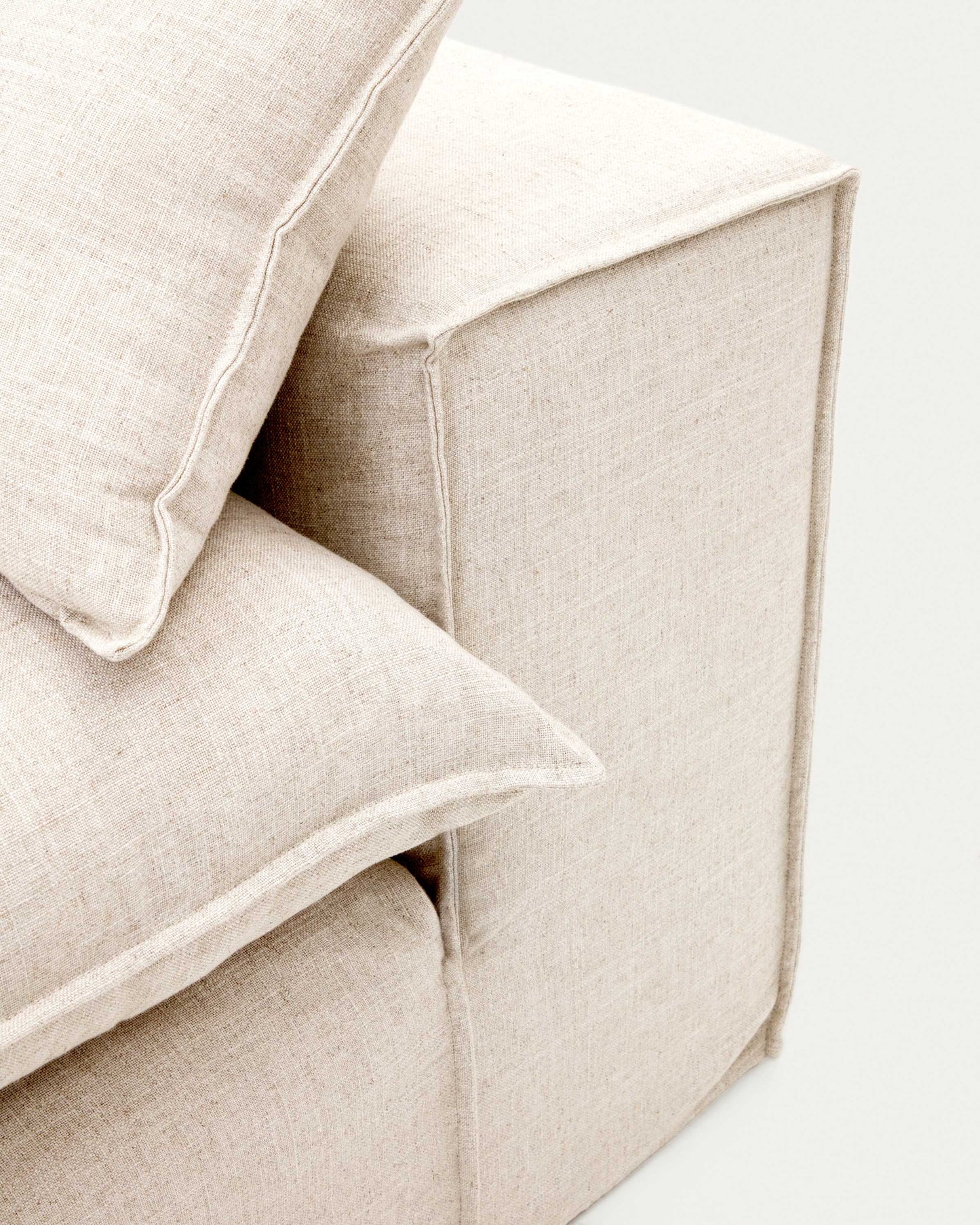 Divano sfoderabile Anarela 3 posti in lino e viscosa beige 260 cm FSC Mix Credit