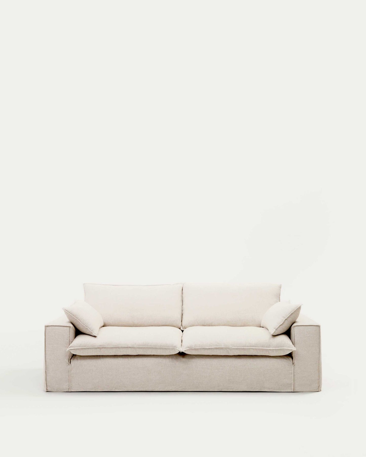 Divano sfoderabile Anarela 3 posti in lino e viscosa beige 260 cm FSC Mix Credit