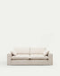 Divano sfoderabile Anarela 3 posti in lino e viscosa beige 260 cm FSC Mix Credit