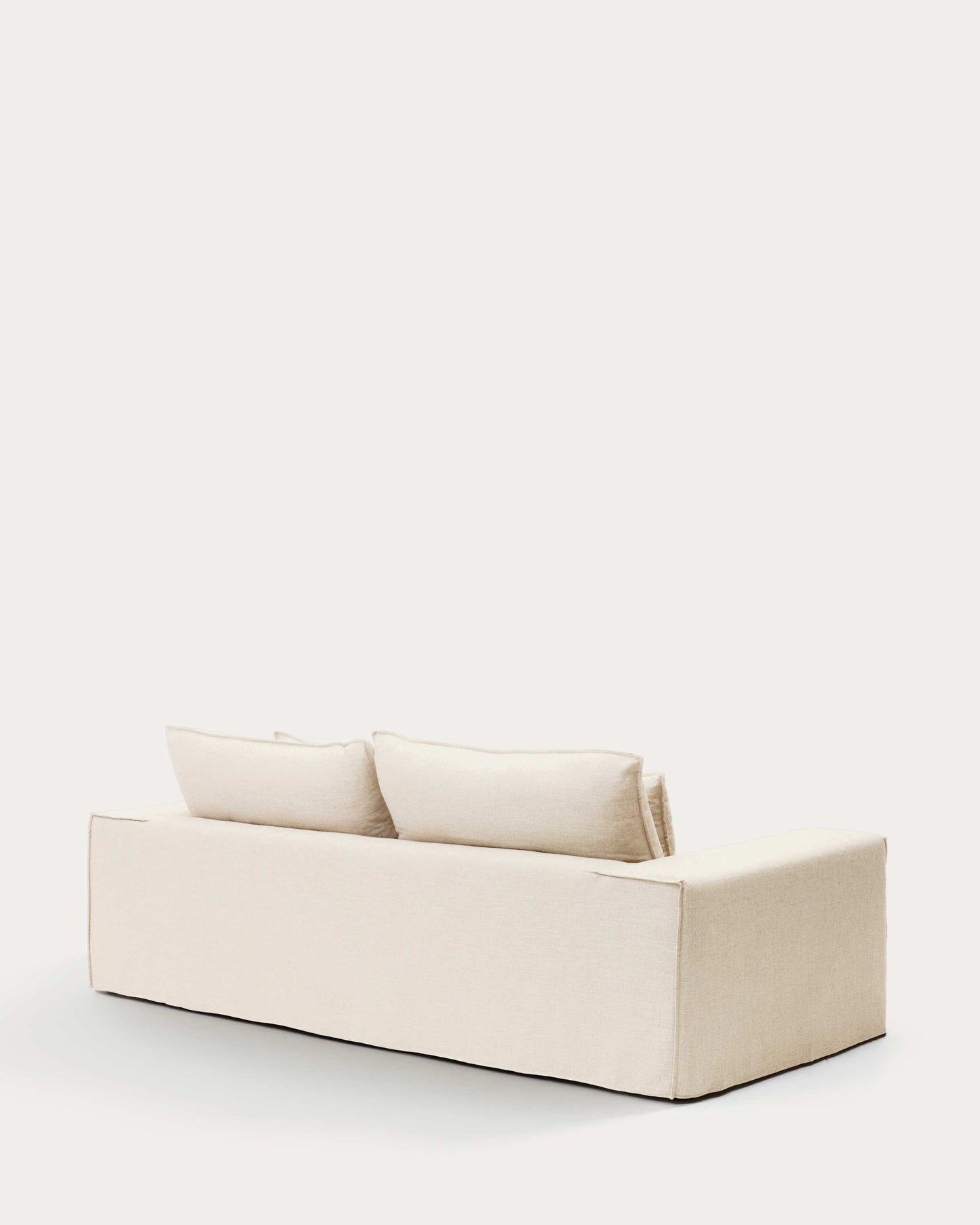 Divano sfoderabile Anarela 3 posti in lino e viscosa beige 260 cm FSC Mix Credit
