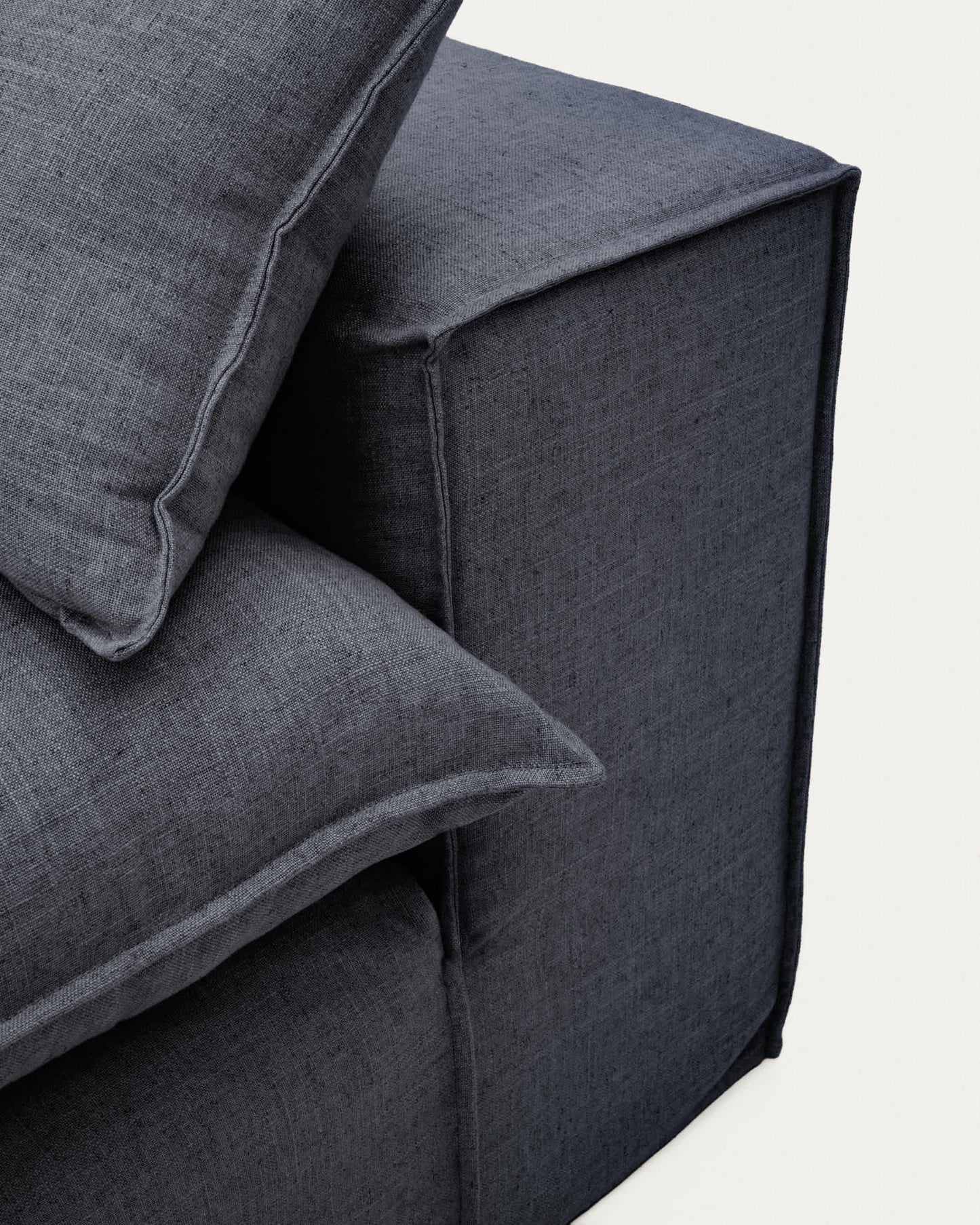 Divano sfoderabile Anarela 3 posti in lino e viscosa grigio scuro 260 cm FSC Mix Credit