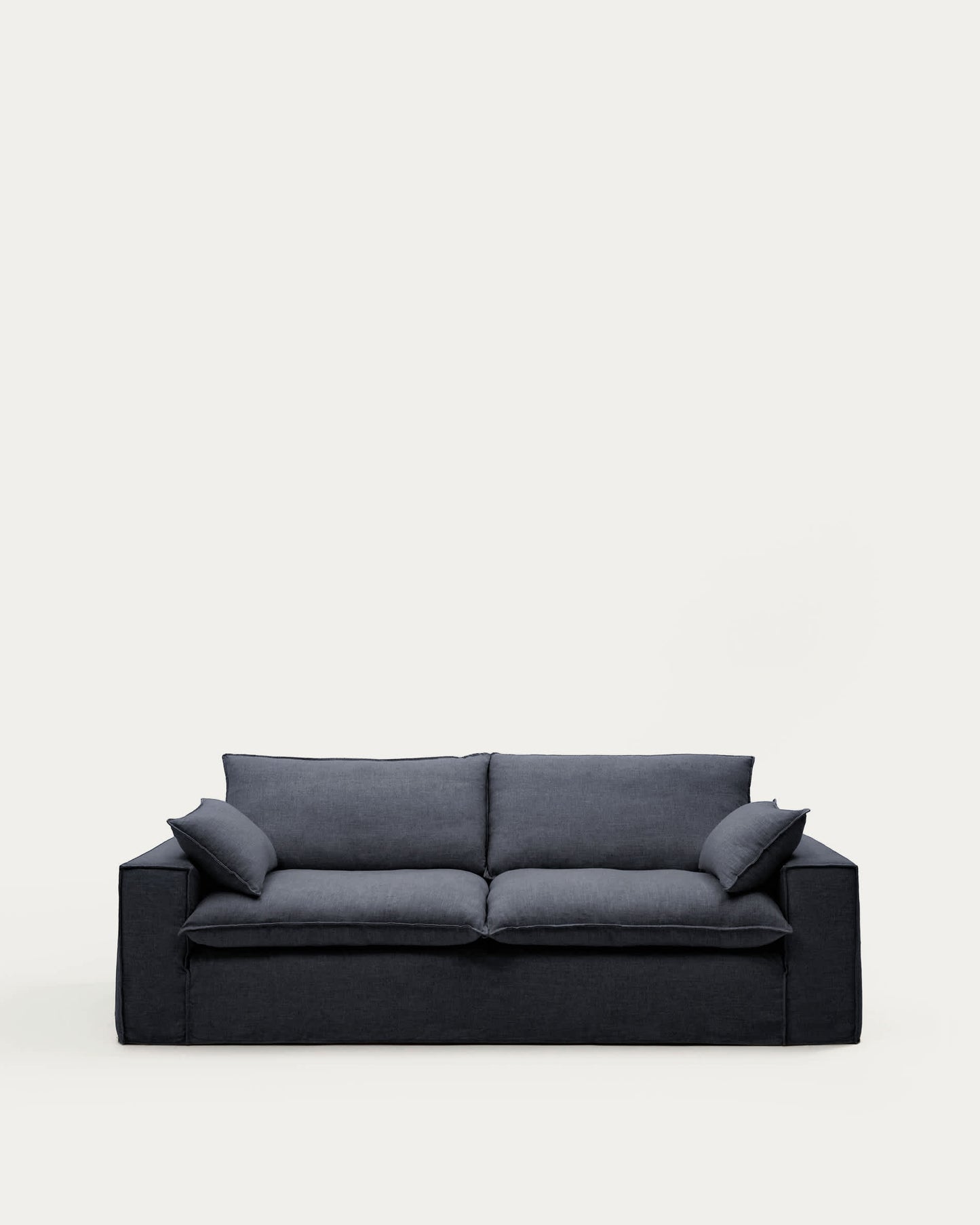 Divano sfoderabile Anarela 3 posti in lino e viscosa grigio scuro 260 cm FSC Mix Credit