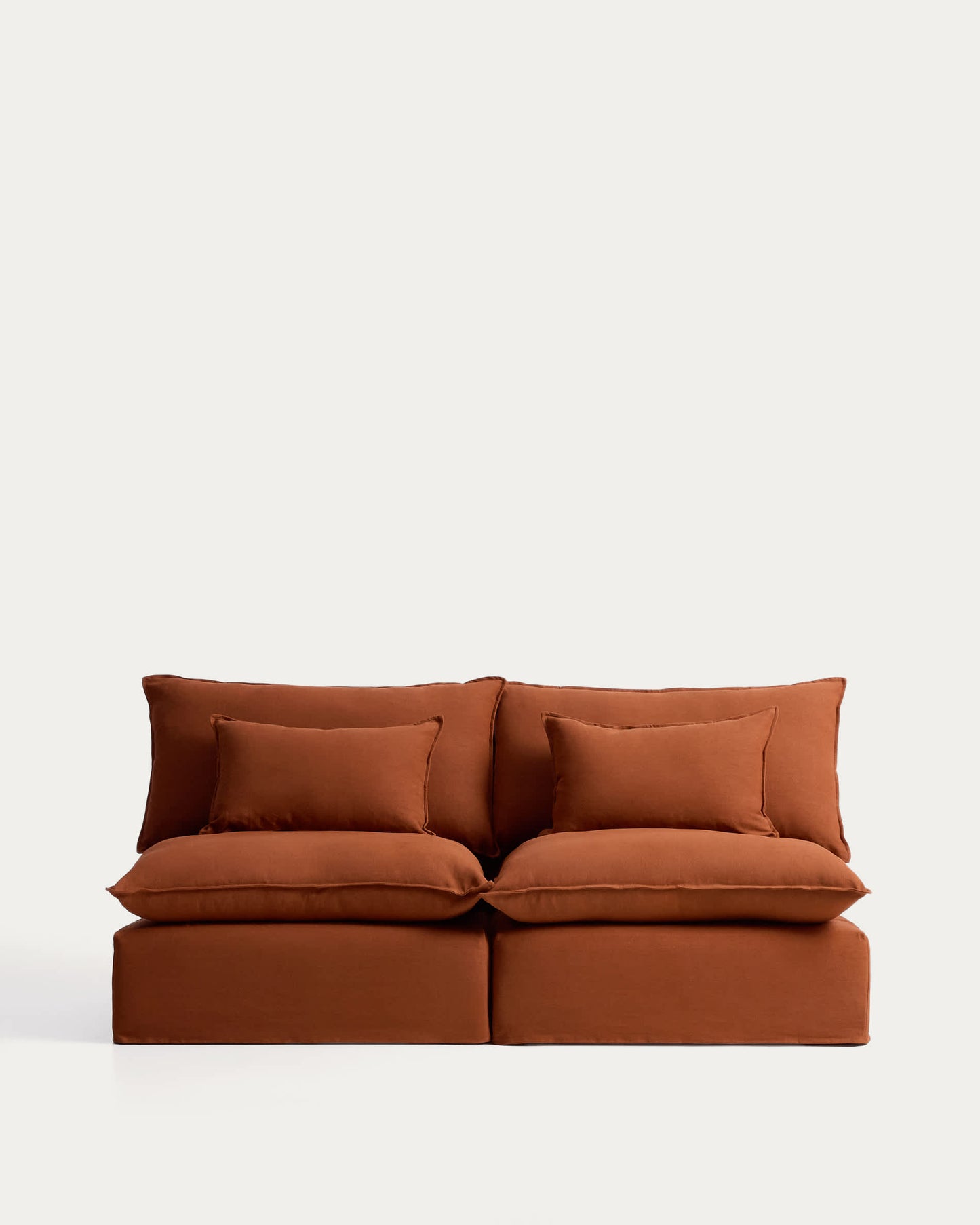 Divano modulare sfoderabile Anarela 3 posti in 100% lino color terracotta 220 cm FSC Mix Credit