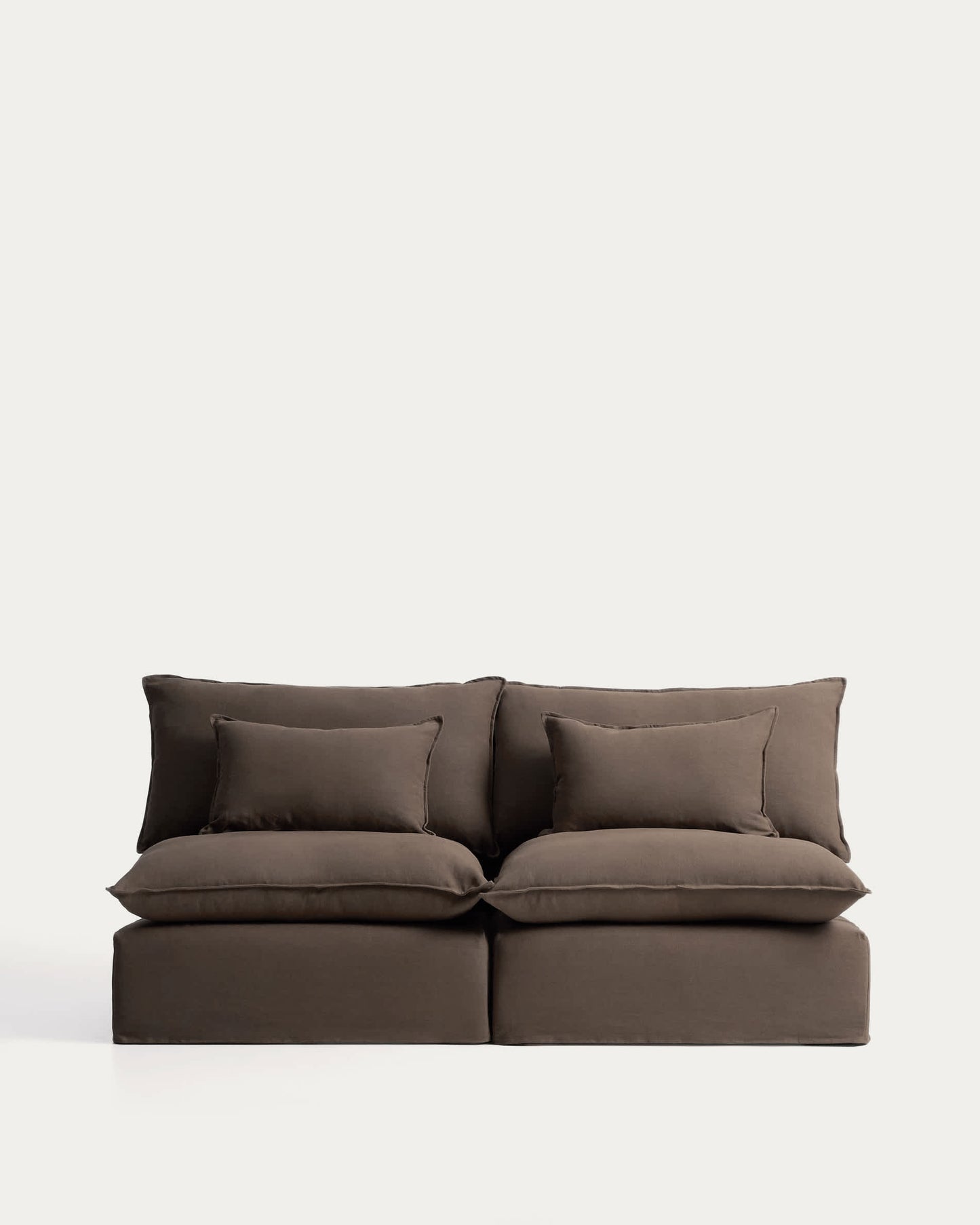 Divano modulare sfoderabile Anarela 3 posti in 100% lino tortora 220 cm FSC Mix Credit