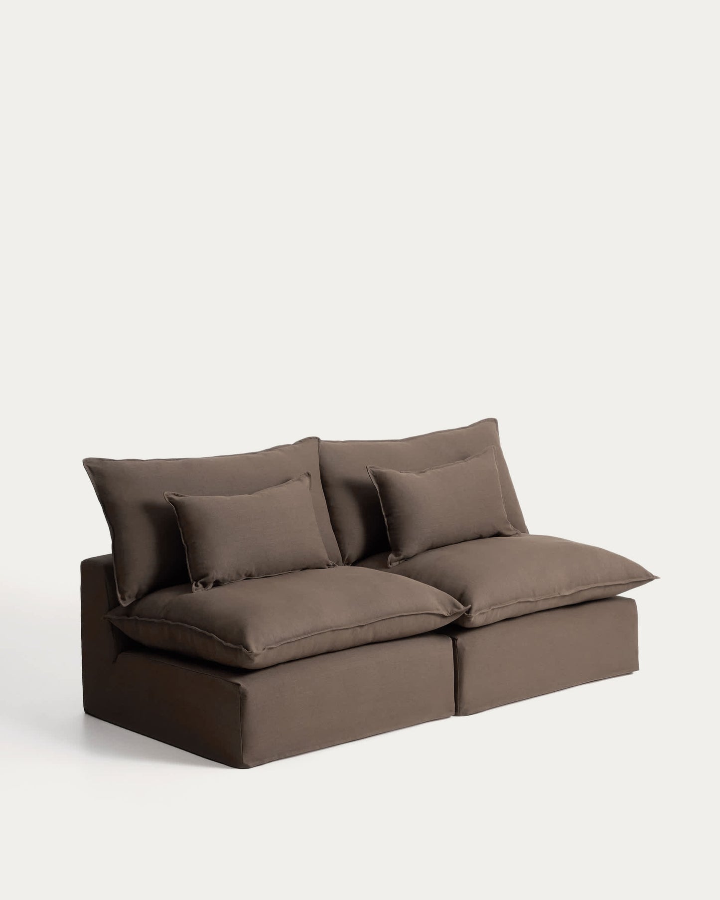 Divano modulare sfoderabile Anarela 3 posti in 100% lino tortora 220 cm FSC Mix Credit