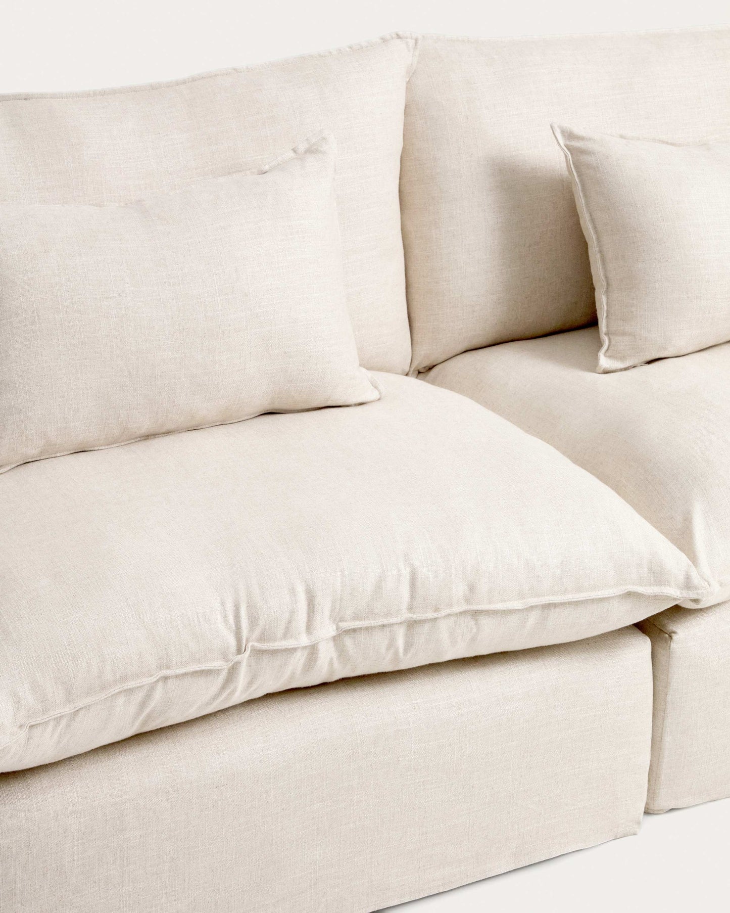 Divano modulare sfoderabile Anarela 3 posti in lino e viscosa beige 220 cm FSC Mix Credit