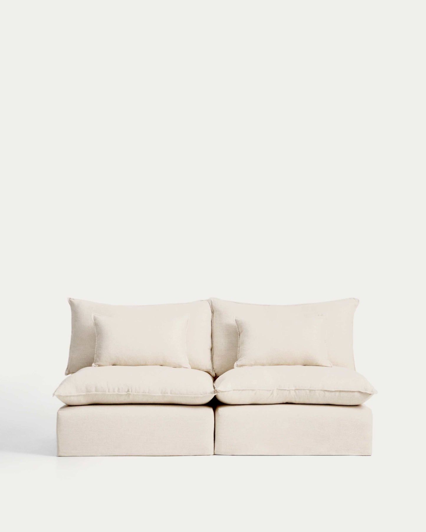 Divano modulare sfoderabile Anarela 3 posti in lino e viscosa beige 220 cm FSC Mix Credit
