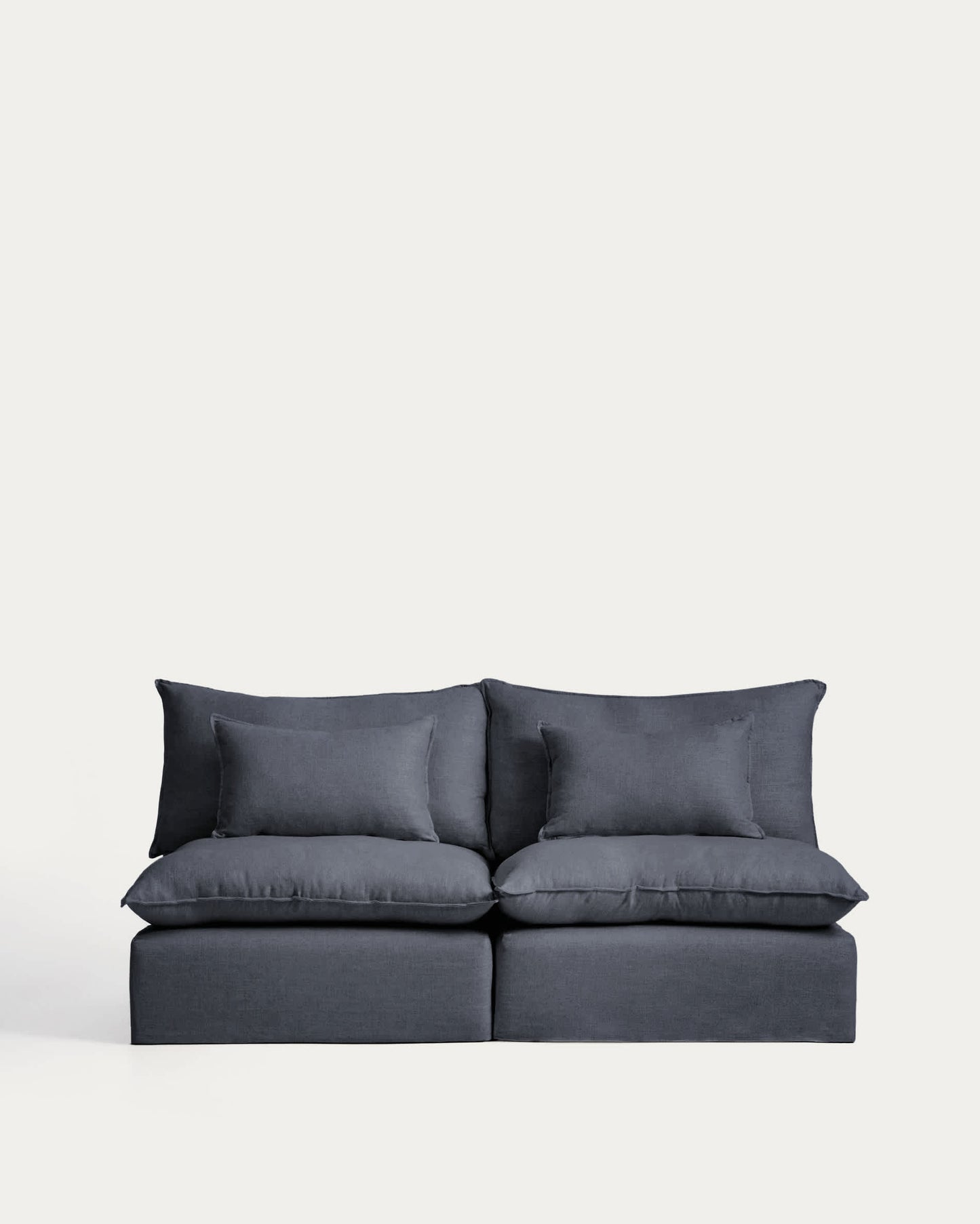 Divano modulare sfoderabile Anarela 3 posti in lino e viscosa grigio scuro 220 cm FSC Mix Credit