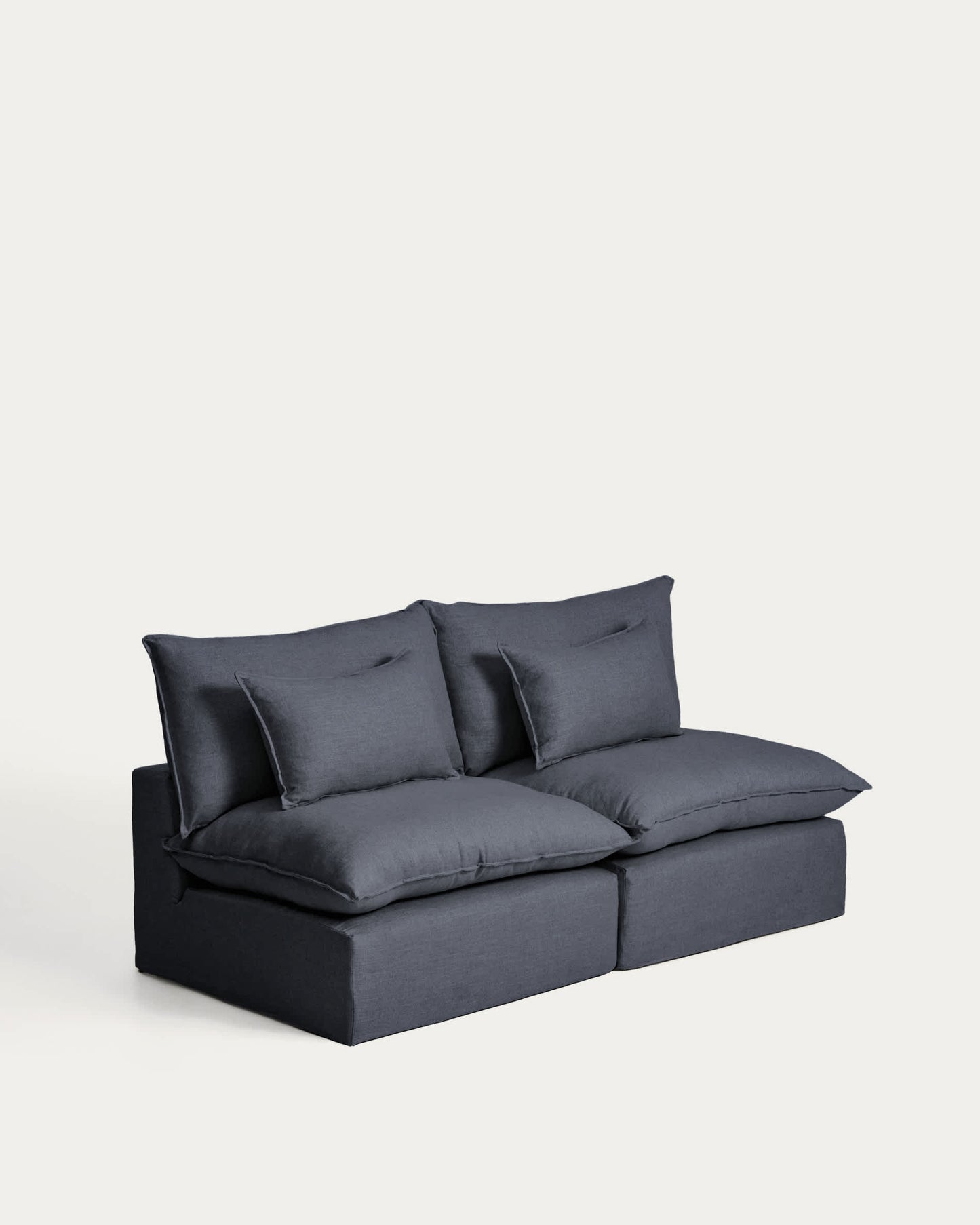 Divano modulare sfoderabile Anarela 3 posti in lino e viscosa grigio scuro 220 cm FSC Mix Credit