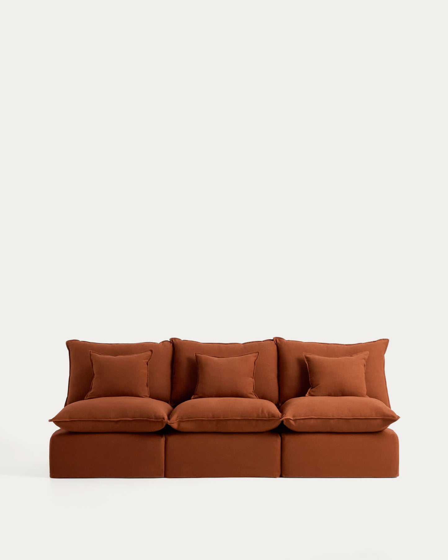 Divano modulare sfoderabile Anarela 3 posti in 100% lino color terracotta 270 cm FSC Mix Credit