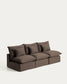 Divano modulare sfoderabile Anarela 3 posti in 100% lino tortora 270 cm FSC Mix Credit