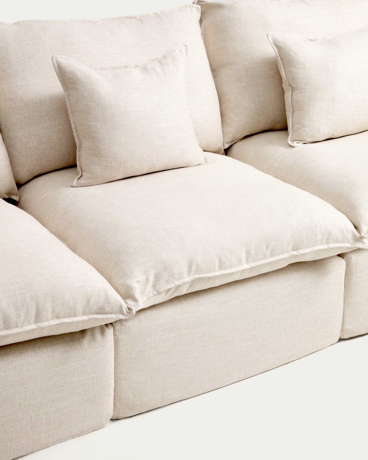 Divano modulare sfoderabile Anarela 3 posti in lino e viscosa beige 270 cm FSC Mix Credit