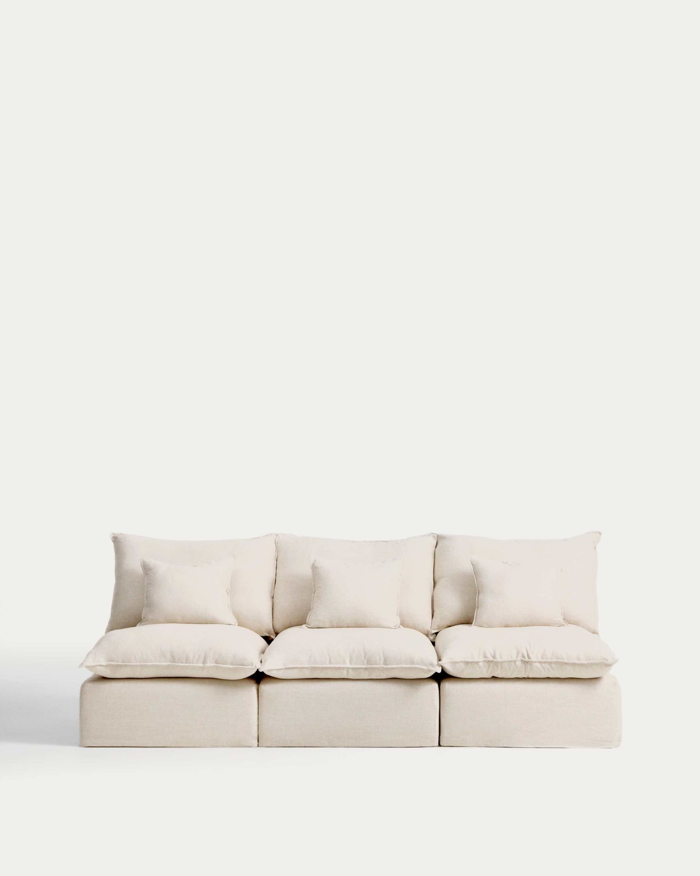 Divano modulare sfoderabile Anarela 3 posti in lino e viscosa beige 270 cm FSC Mix Credit