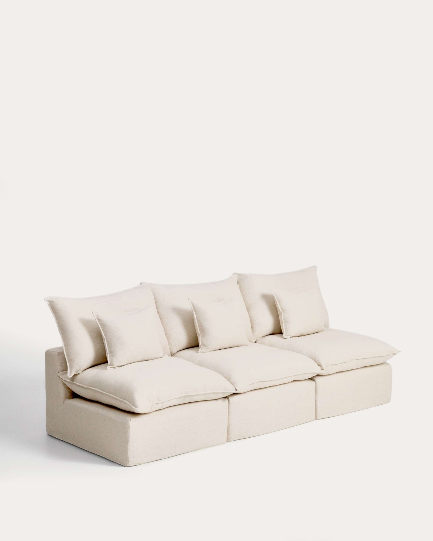 Divano modulare sfoderabile Anarela 3 posti in lino e viscosa beige 270 cm FSC Mix Credit