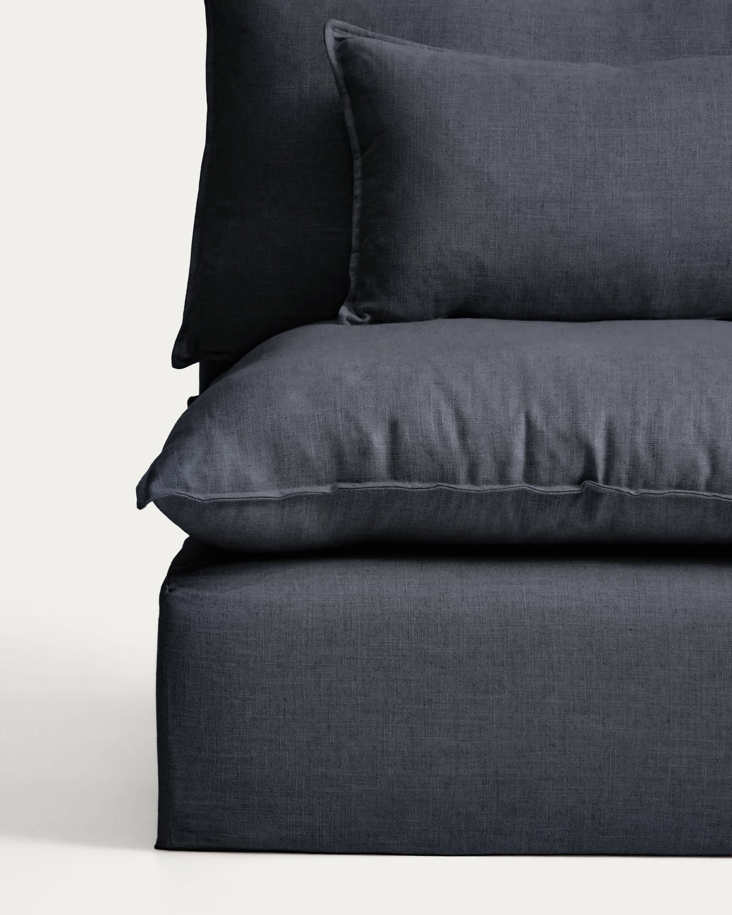 Divano modulare sfoderabile Anarela 3 posti in lino e viscosa grigio scuro 270 cm FSC Mix Credit