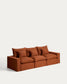 Divano modulare sfoderabile Anarela 3 posti in 100% lino color terracotta 310 cm FSC Mix Credit