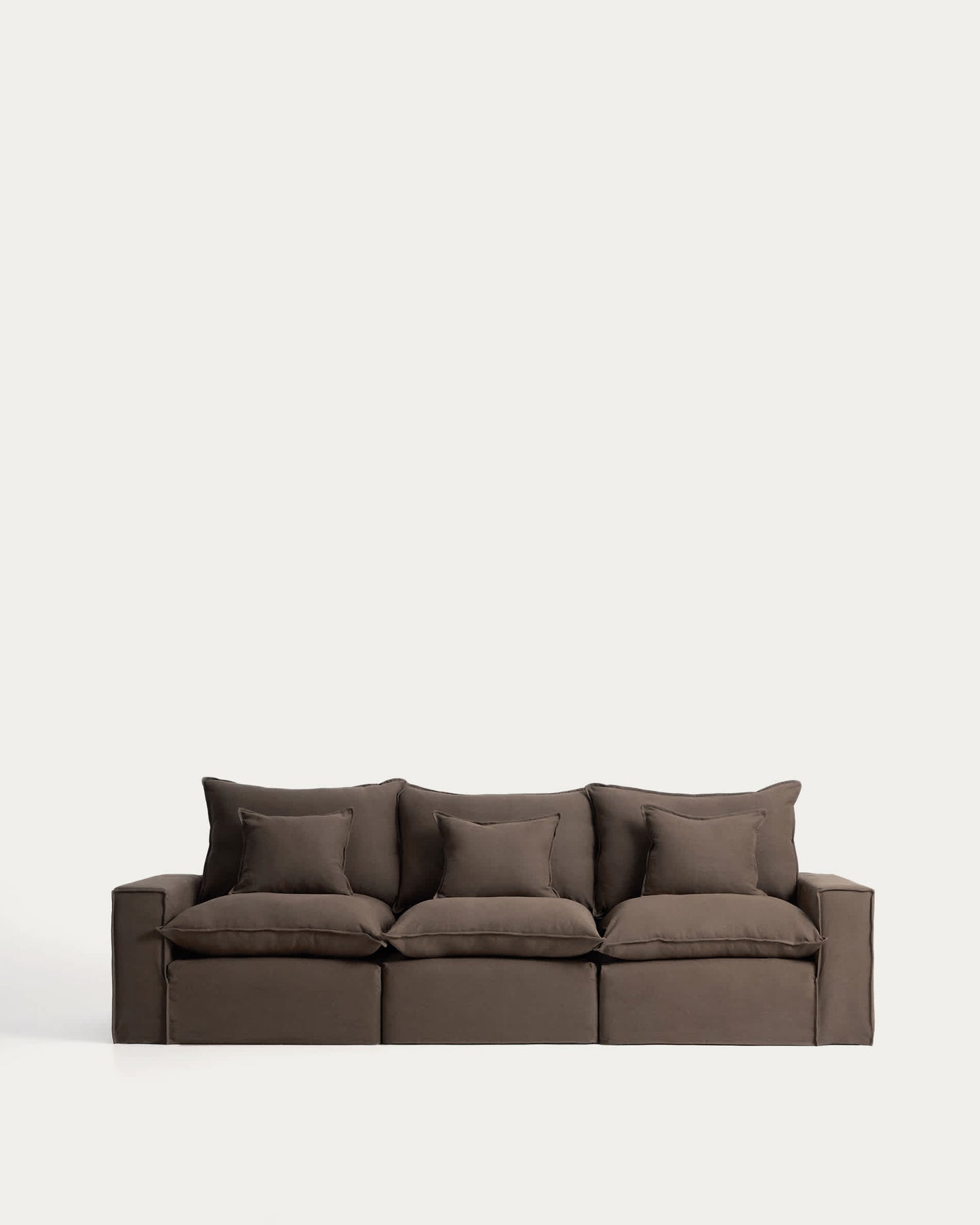 Divano modulare sfoderabile Anarela 3 posti in 100% lino tortora 310 cm FSC Mix Credit