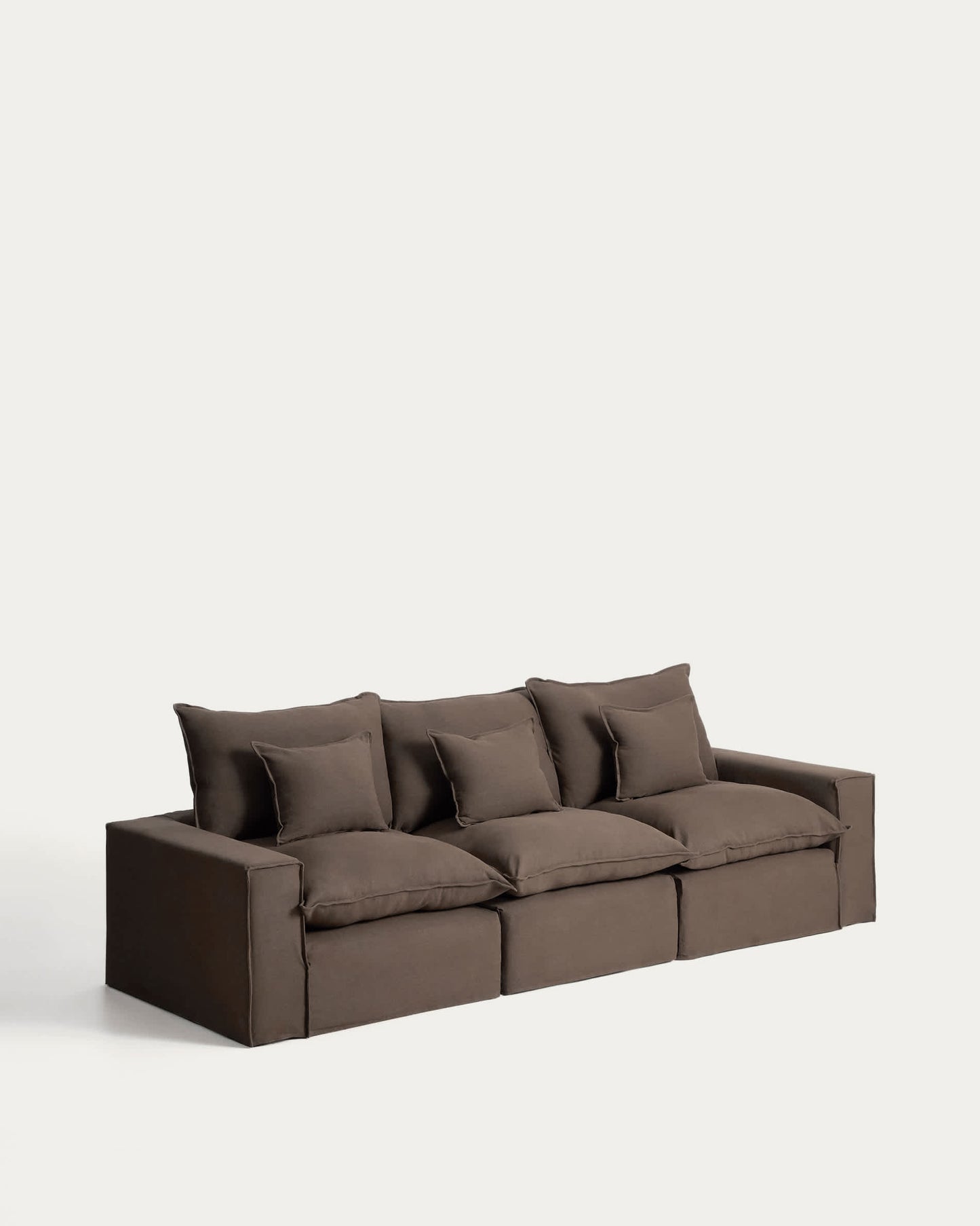 Divano modulare sfoderabile Anarela 3 posti in 100% lino tortora 310 cm FSC Mix Credit