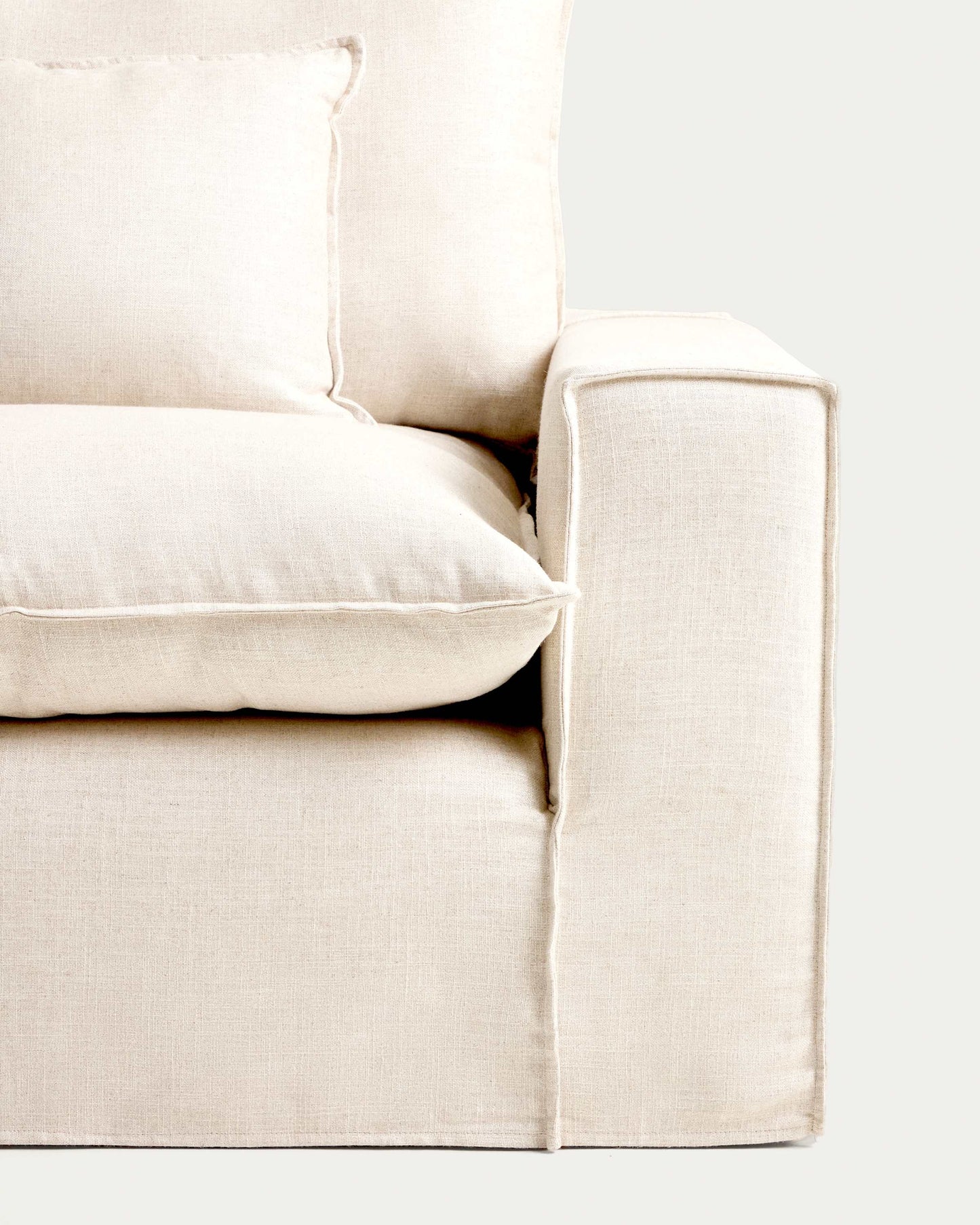 Divano modulare sfoderabile Anarela 3 posti in lino e viscosa beige 310 cm FSC Mix Credit