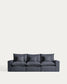 Divano modulare sfoderabile Anarela 3 posti in lino e viscosa grigio scuro 310 cm FSC Mix Credit