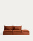 Divano modulare sfoderabile Anarela 3 posti con terminale in 100% lino terracotta 310 cm FSC Mix Credit