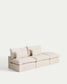 Divano modulare sfoderabile Anarela 3 posti con terminale in lino e viscosa beige 310 cm FSC Mix Credit