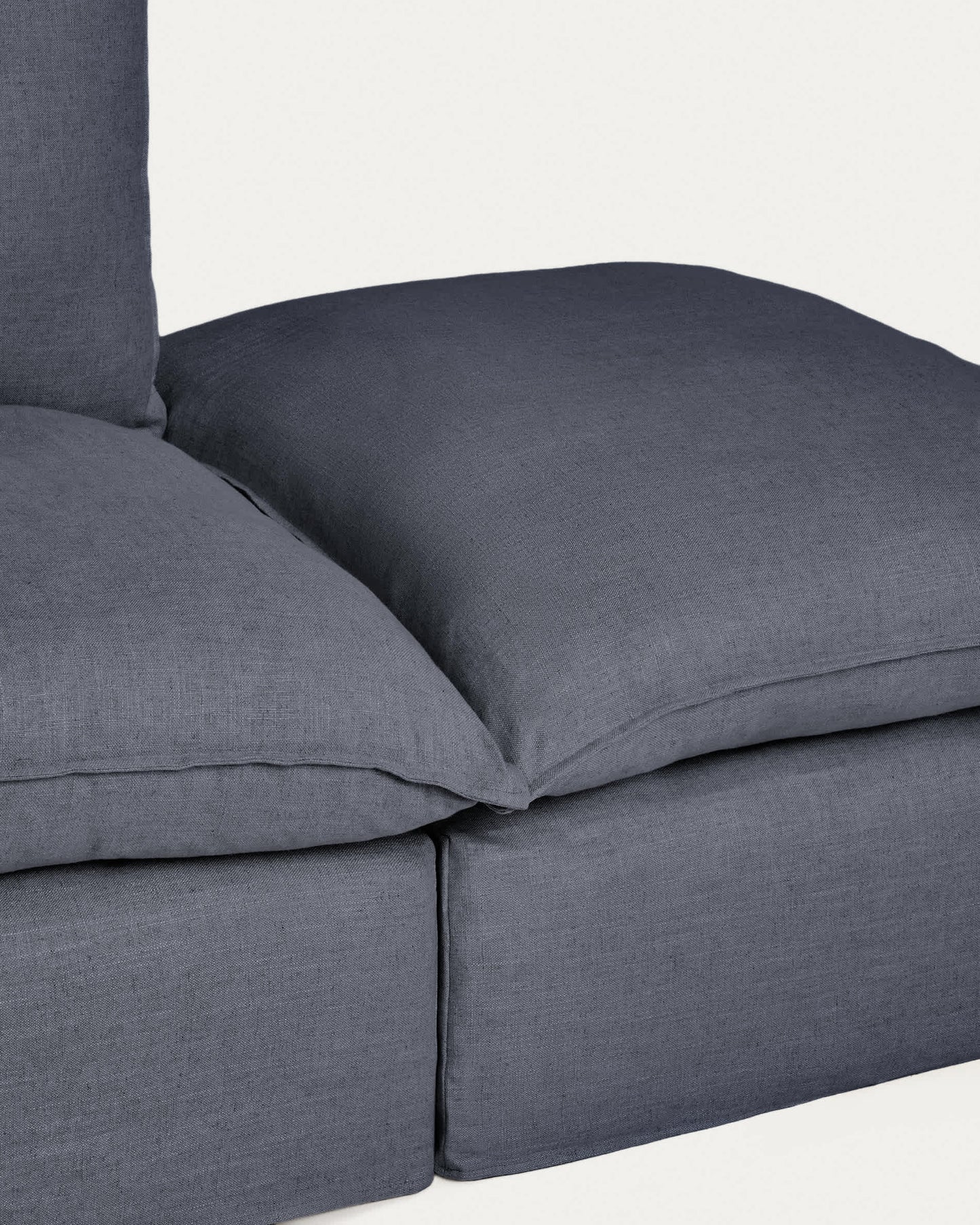 Divano modulare sfoderabile Anarela 3 posti con terminale in lino e viscosa grigio scuro 310 cm FSC Mix Credit