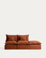 Divano modulare sfoderabile Anarela 2 posti con terminale in 100% lino terracotta 270 cm FSC Mix Credit