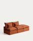 Divano modulare sfoderabile Anarela 2 posti con terminale in 100% lino terracotta 270 cm FSC Mix Credit