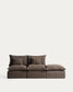 Divano modulare sfoderabile Anarela 2 posti con terminale in 100% lino tortora 270 cm FSC Mix Credit