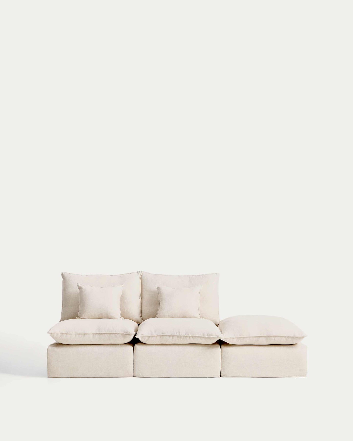Divano modulare sfoderabile Anarela 2 posti con terminale in lino e viscosa beige 270 cm FSC Mix Credit