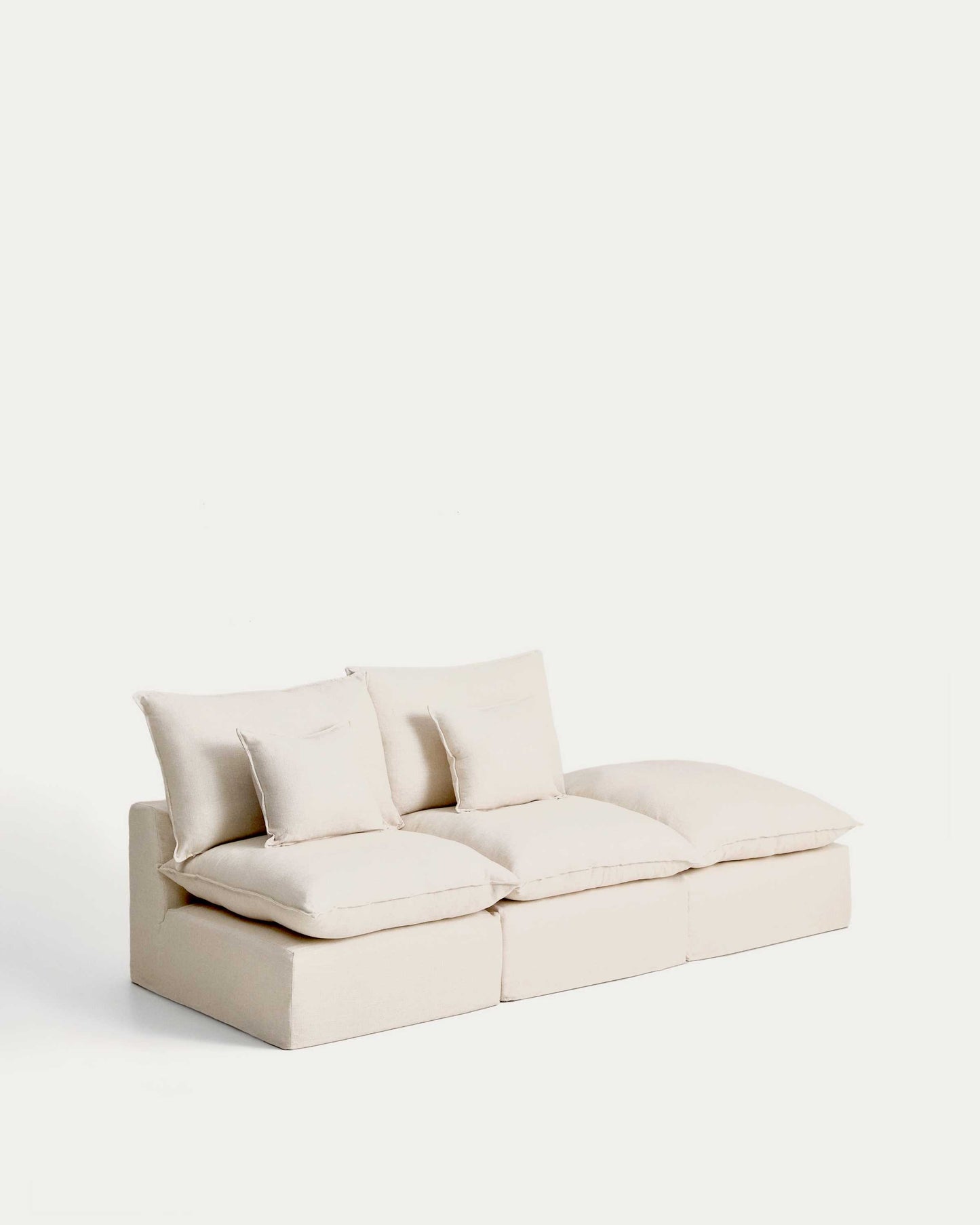 Divano modulare sfoderabile Anarela 2 posti con terminale in lino e viscosa beige 270 cm FSC Mix Credit
