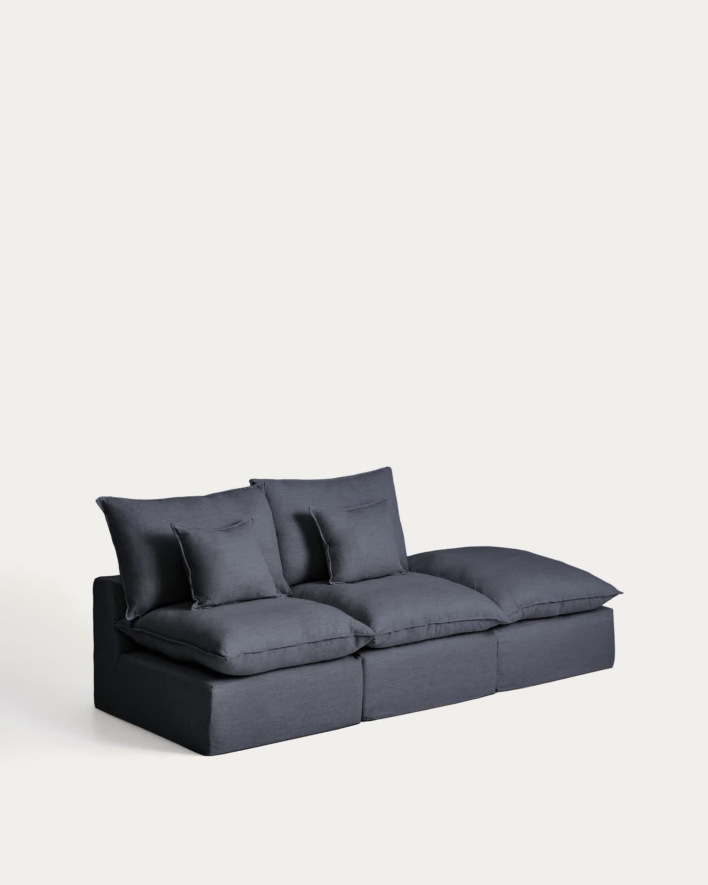 Divano modulare sfoderabile Anarela 2 posti con terminale in lino e viscosa grigio scuro 270 cm FSC Mix Credit