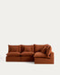 Divano angolare modulare sfoderabile Anarela 4 posti in 100% lino terracotta 287 x 197 cm / 197 x 287 cm FSC Mix Credit