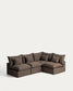 Divano angolare modulare sfoderabile Anarela 4 posti in 100% lino tortora 287 x 197 cm / 197 x 287 cm FSC Mix Credit
